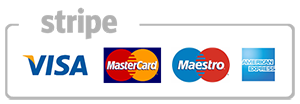 Mastercard, American Express, Maestro and Visa payment type logos.