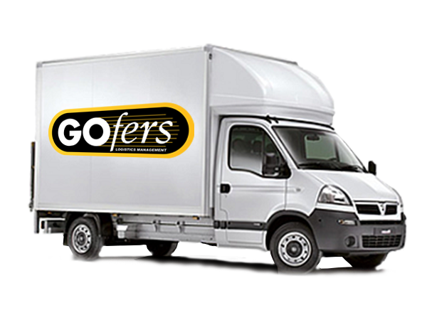 White Luton van with GOfers logo on the side.