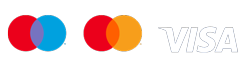 Mastercard, Maestro and Visa payment type logos.