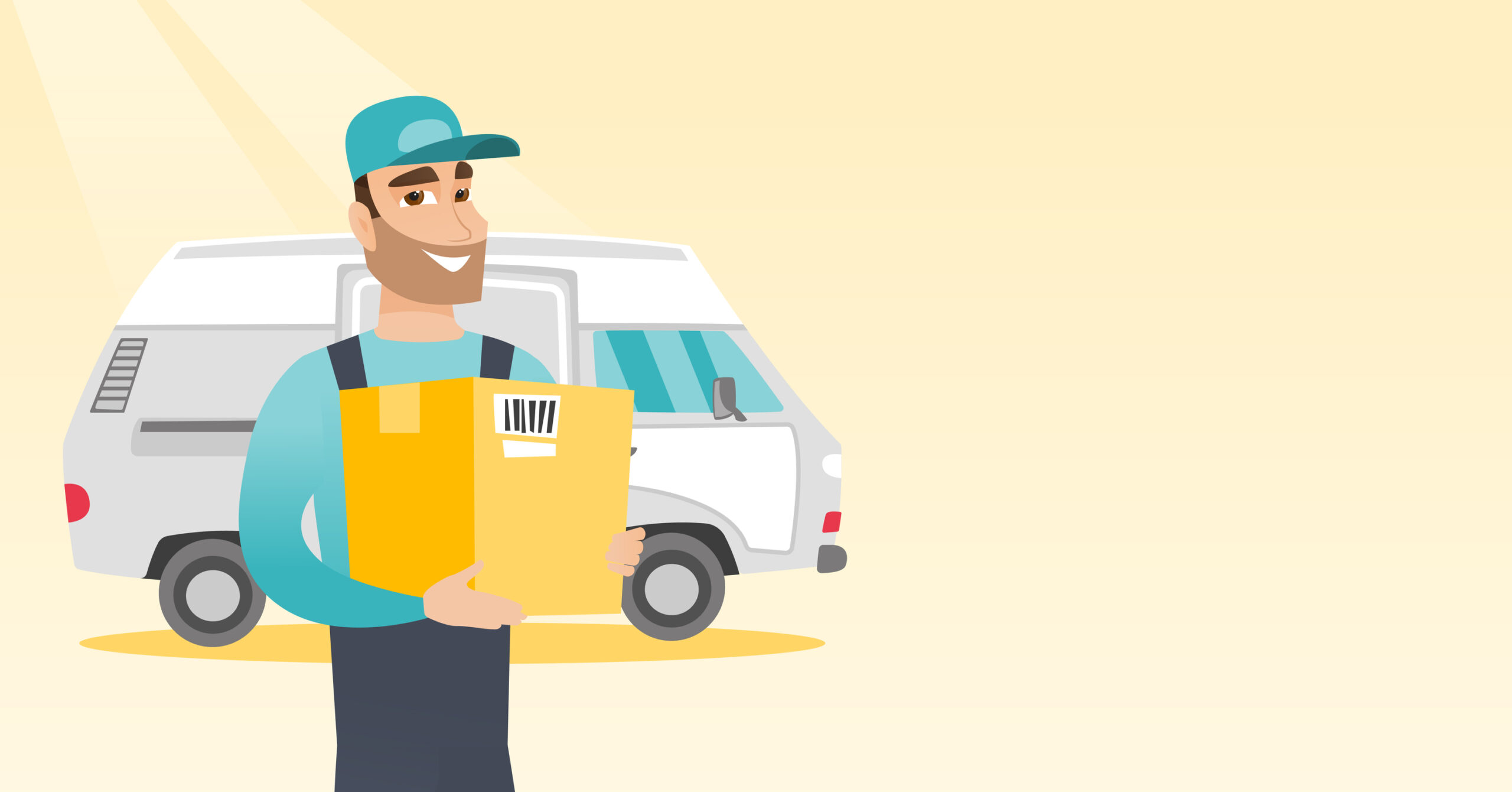 Delivery courier carrying cardboard boxes.