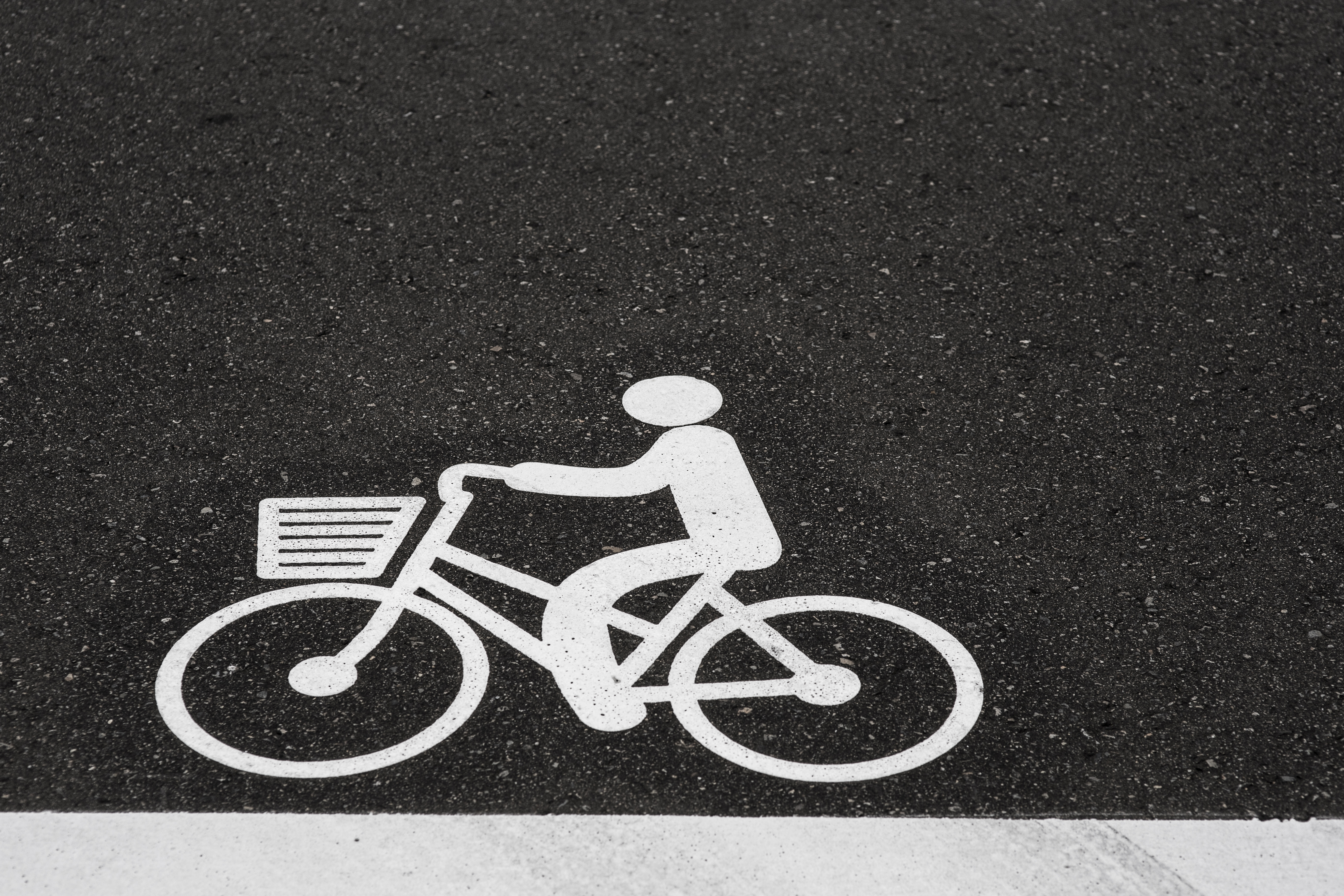 Bike sign logo on the road.