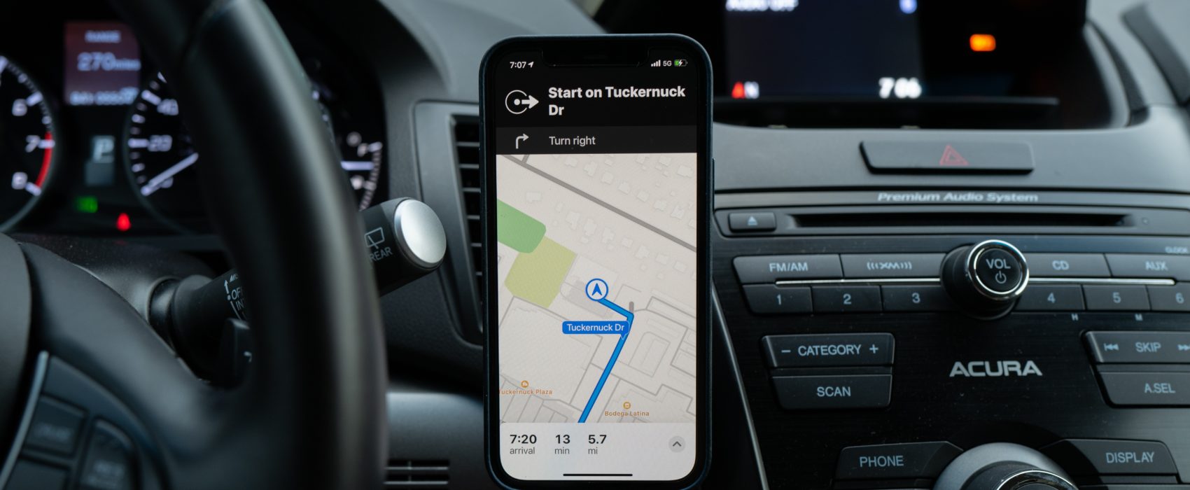 Maps and navigation on a smartphone in a car