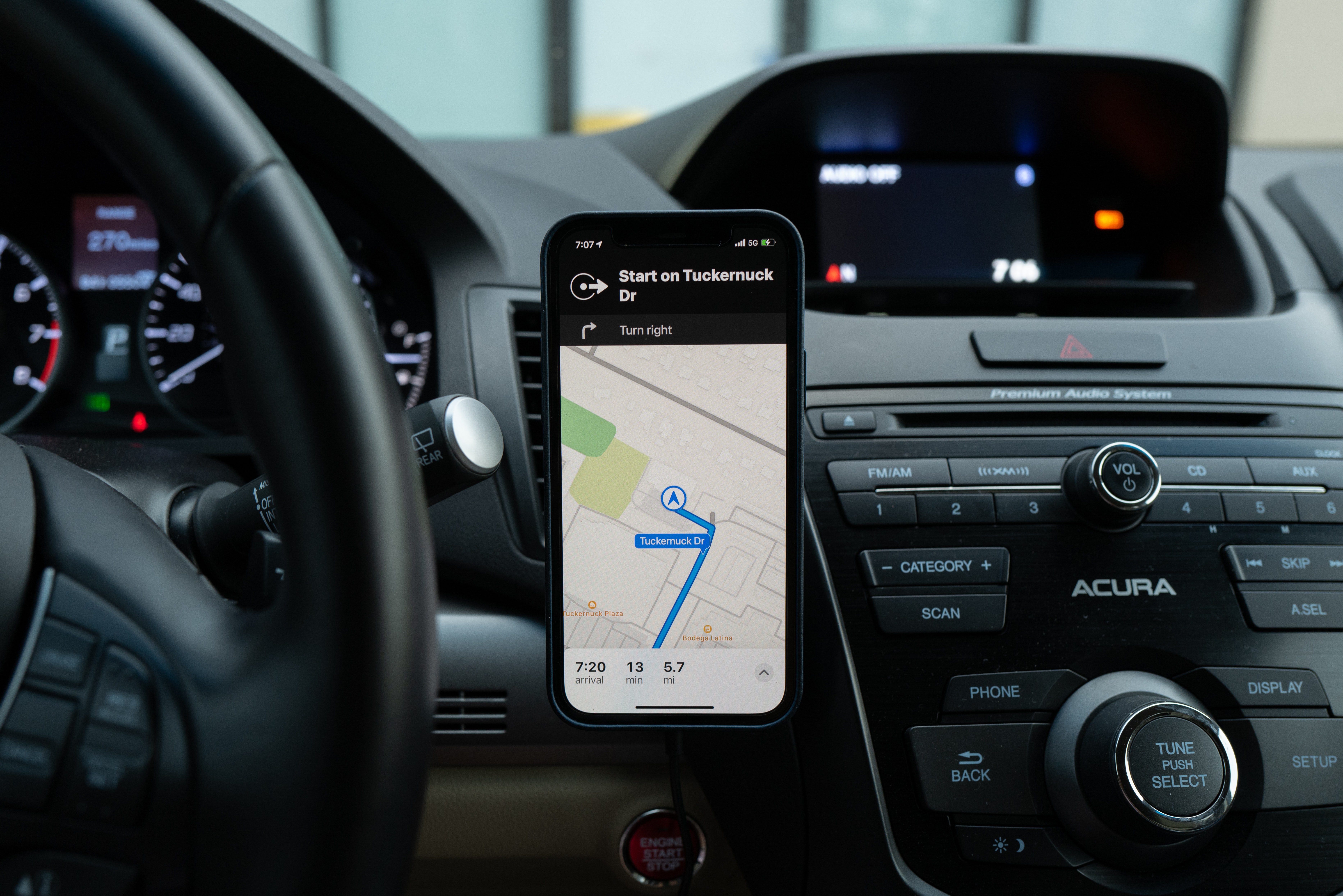 Maps and navigation on a smartphone in a car