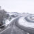 Snow on the motorway in south west england uk
